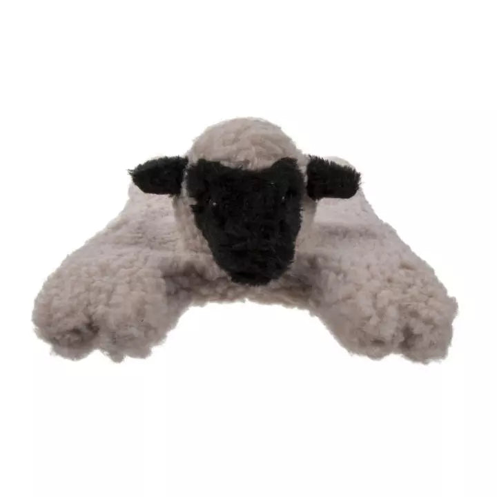 goDog Barnyard Flats Durable Squeaky Plush Dog Toy Lamb