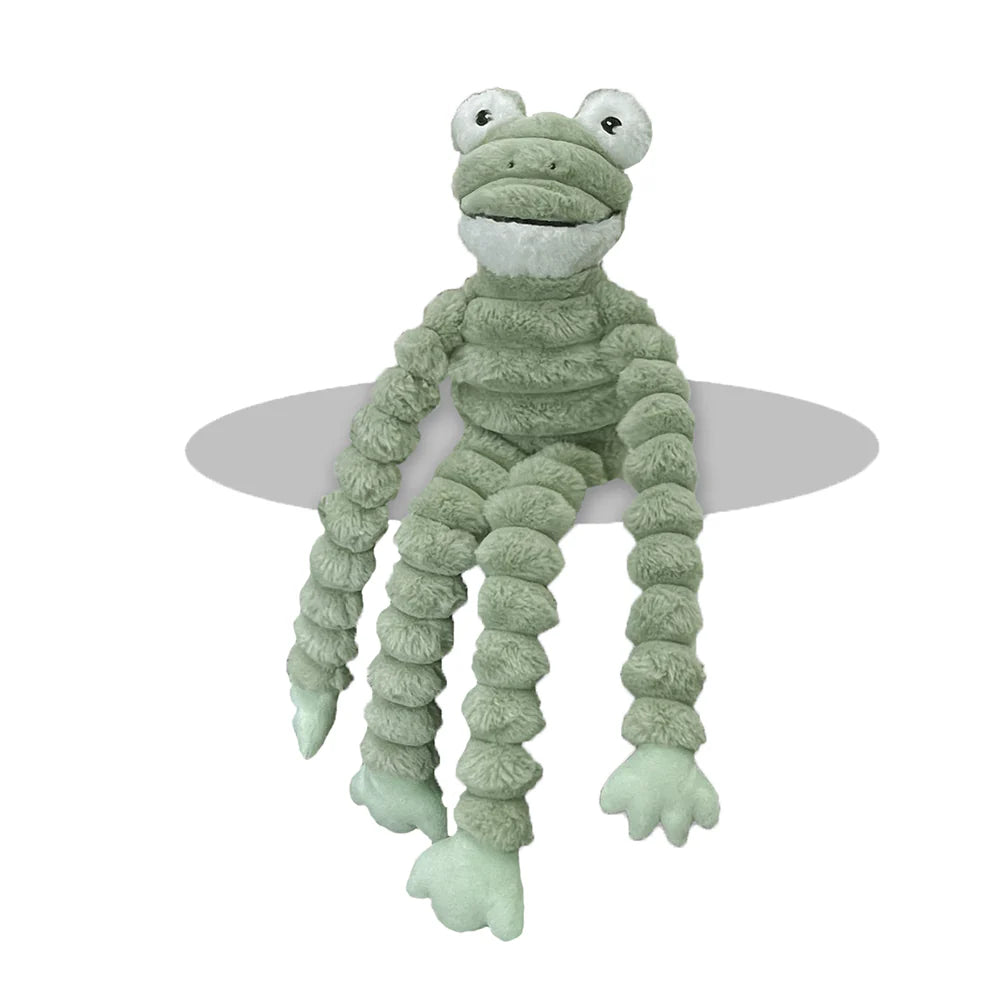 Petlou Farm Friends Frog Long Legs Plush Dog Toy - 36" Squeaky Tug Toy