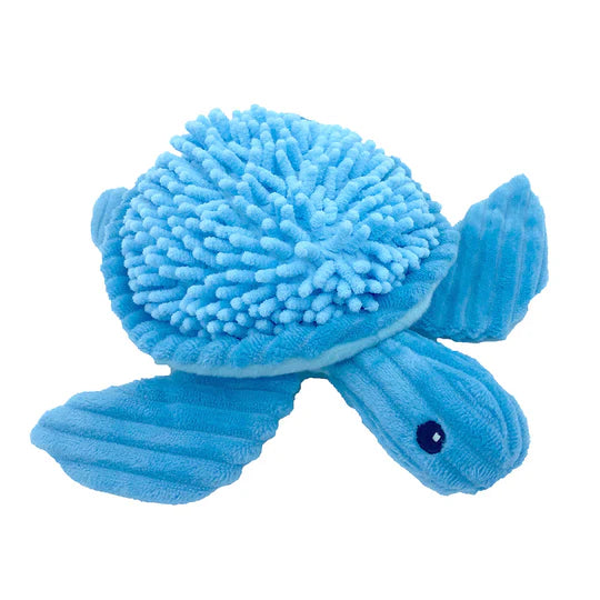 Petlou Blue Bay Turtle Plush Dog Toy, 10"