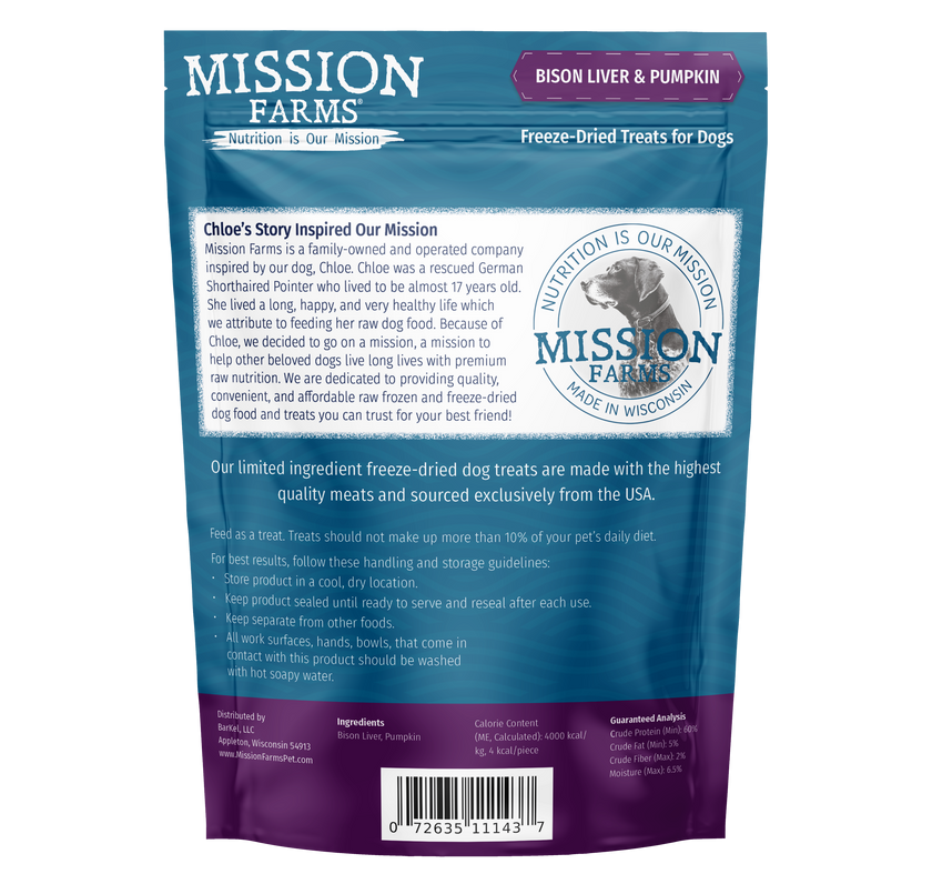 Mission Farms Bison Liver & Pumpkin Freeze-Dried Dog Treats - 3oz