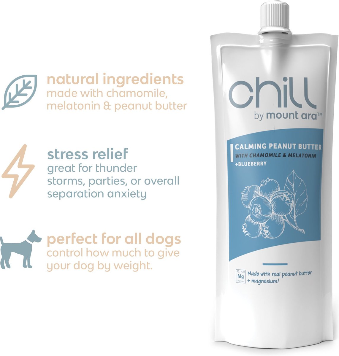Mount Ara CHILL Calming Peanut Butter & Blueberry Spread For Dogs