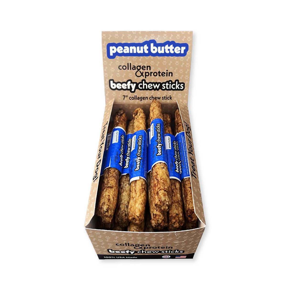 Frankly Pet Premium USA Beefy Sticks Collagen Dog Chew, Peanut Butter