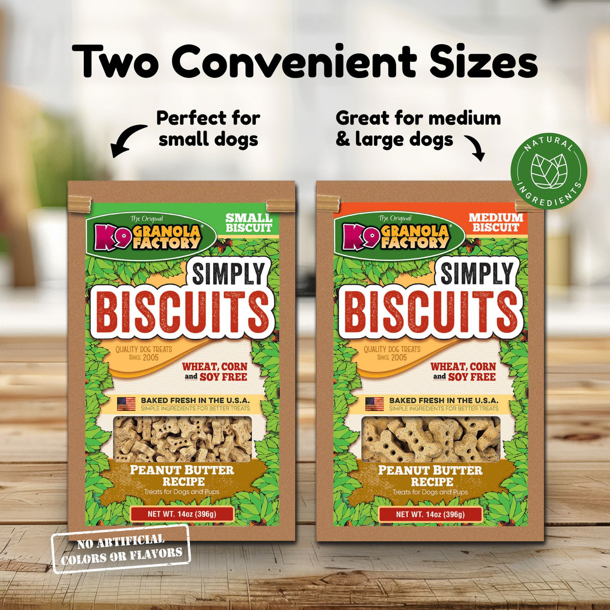 K9 Granola Factory Simply Biscuits Peanut Butter Dog Treats, Small