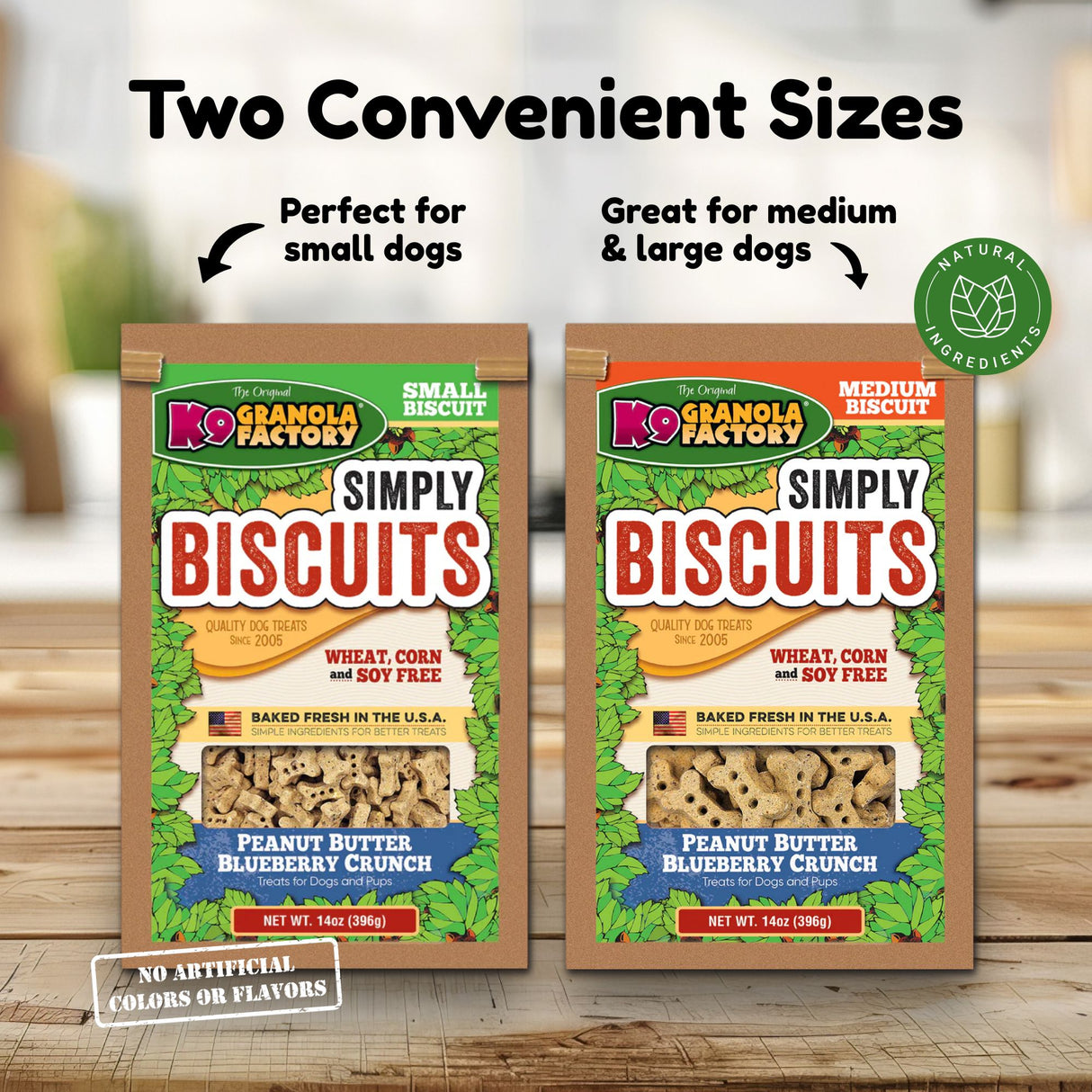 K9 Granola Factory Simply Biscuits Peanut Butter Blueberry Dog Treats, Medium