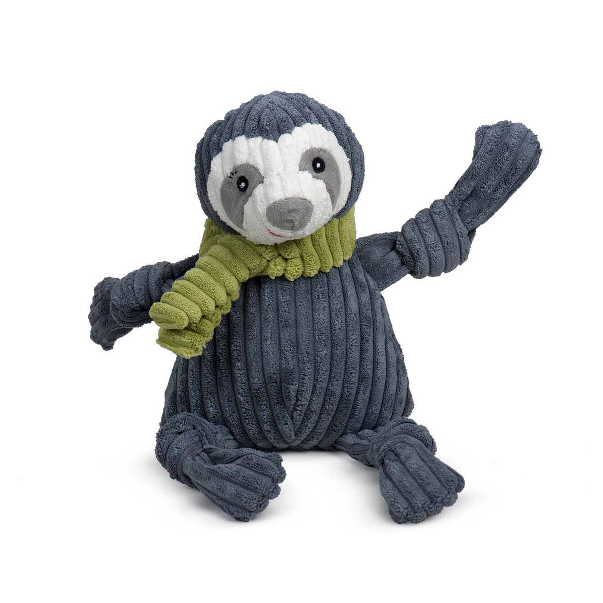 HuggleHounds Knottie Wild Things Durable Squeaky Plush Dog Toy, Sloth