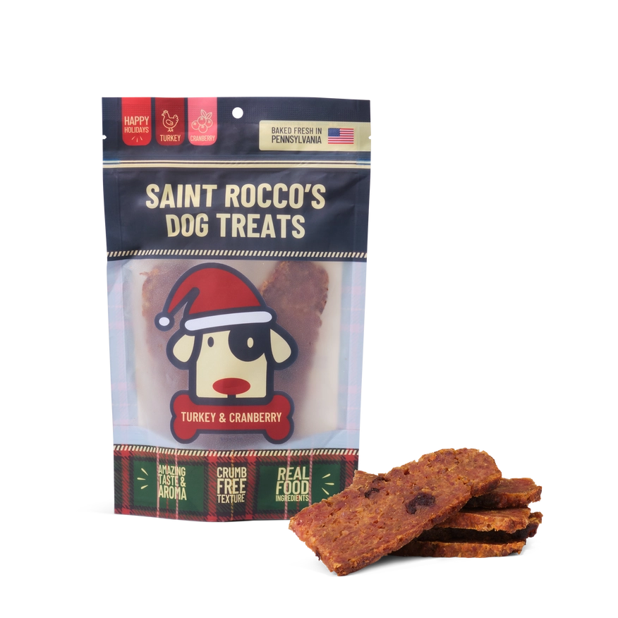 Saint Rocco's USA Holiday 2025 Turkey & Cranberry Recipe Jerky Dog Treats, 8oz