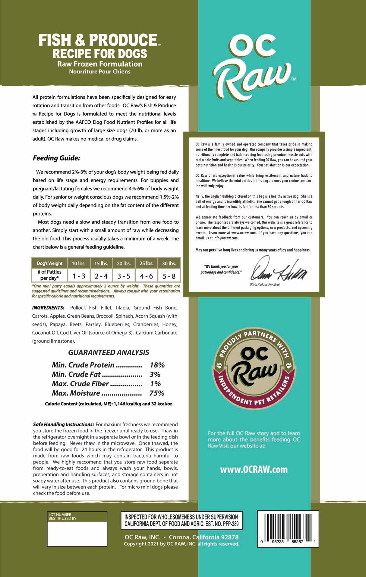 OC Raw Dog Frozen Raw Dog Food