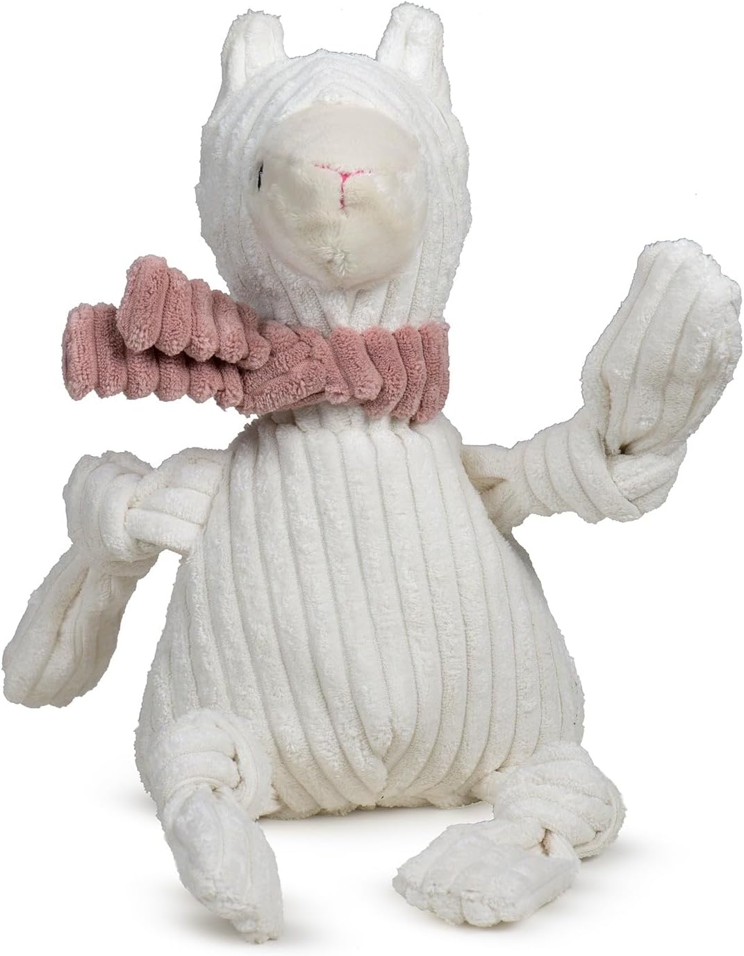 HuggleHounds Knottie Wild Things Durable Squeaky Plush Dog Toy, Llama