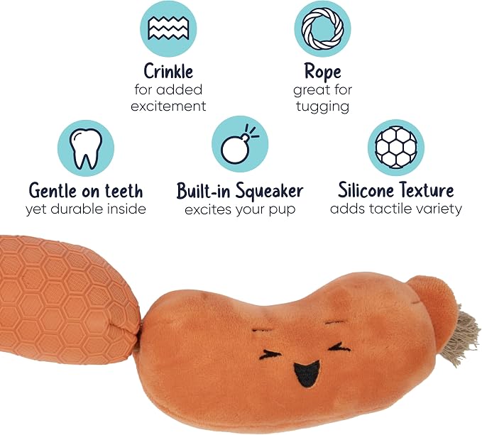 goDog Tough N Texture Hot Links Durable Plush Dog Toy