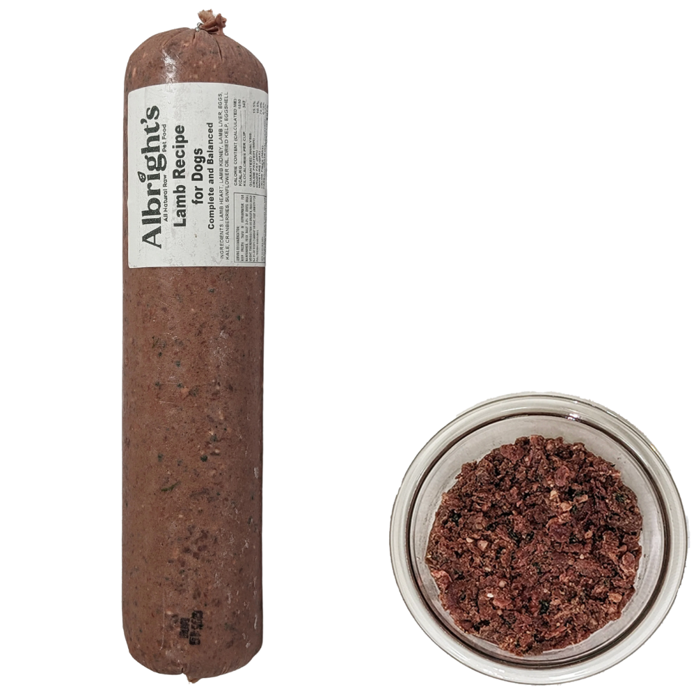 Albrights Lamb Formula Raw Frozen Complete Diet Dog Food 5lb 5ct 25lb Case WhiteDogBone White Dog Bone