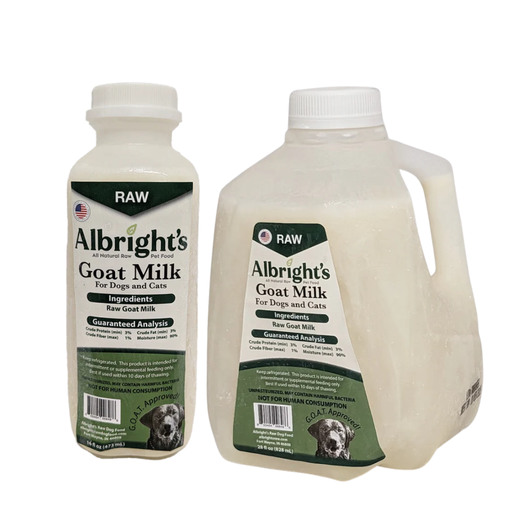 Albright’s Raw Frozen Goat’s Milk for Dogs – Nutrient-Rich, Probiotic-Loaded