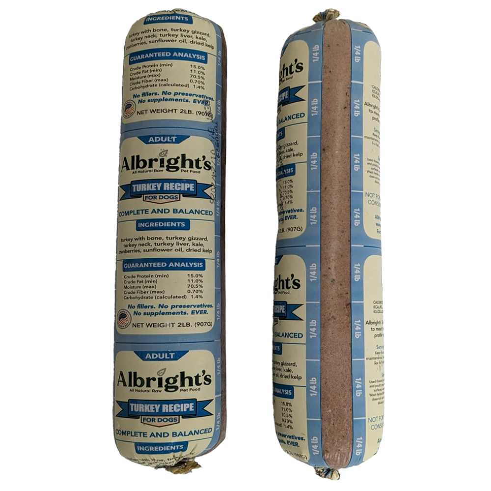 Albright’s Turkey Formula Raw Frozen Dog Food 2lb Chub