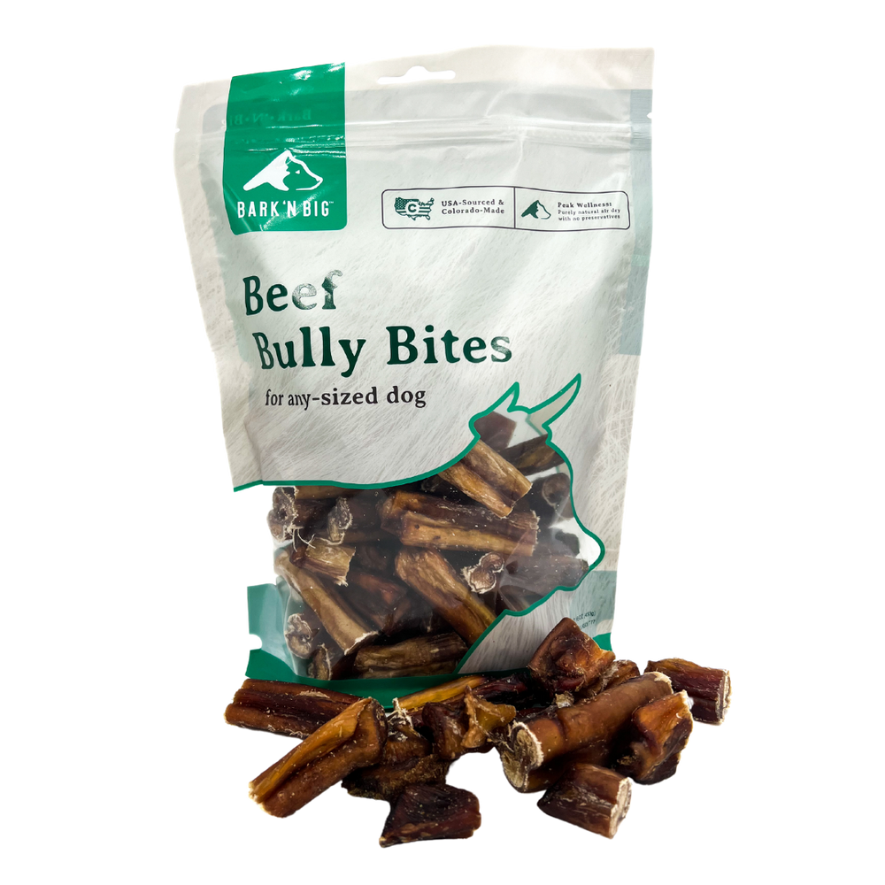 BarkNBig USA Odor Free Beef Bully Stick Bites Dog Treats, 1lb bag