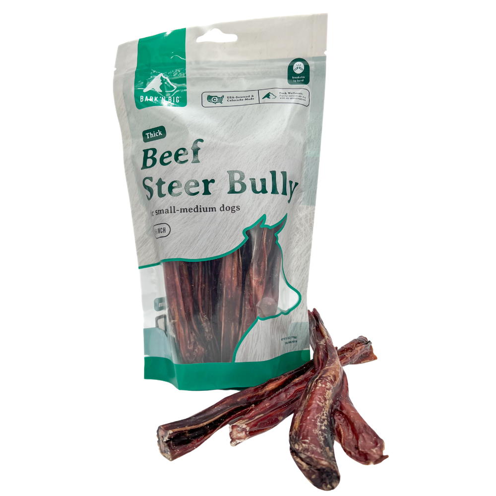BarkNBig USA Thick Beef Steer Bully Dog Treat, 5-6" 12ct