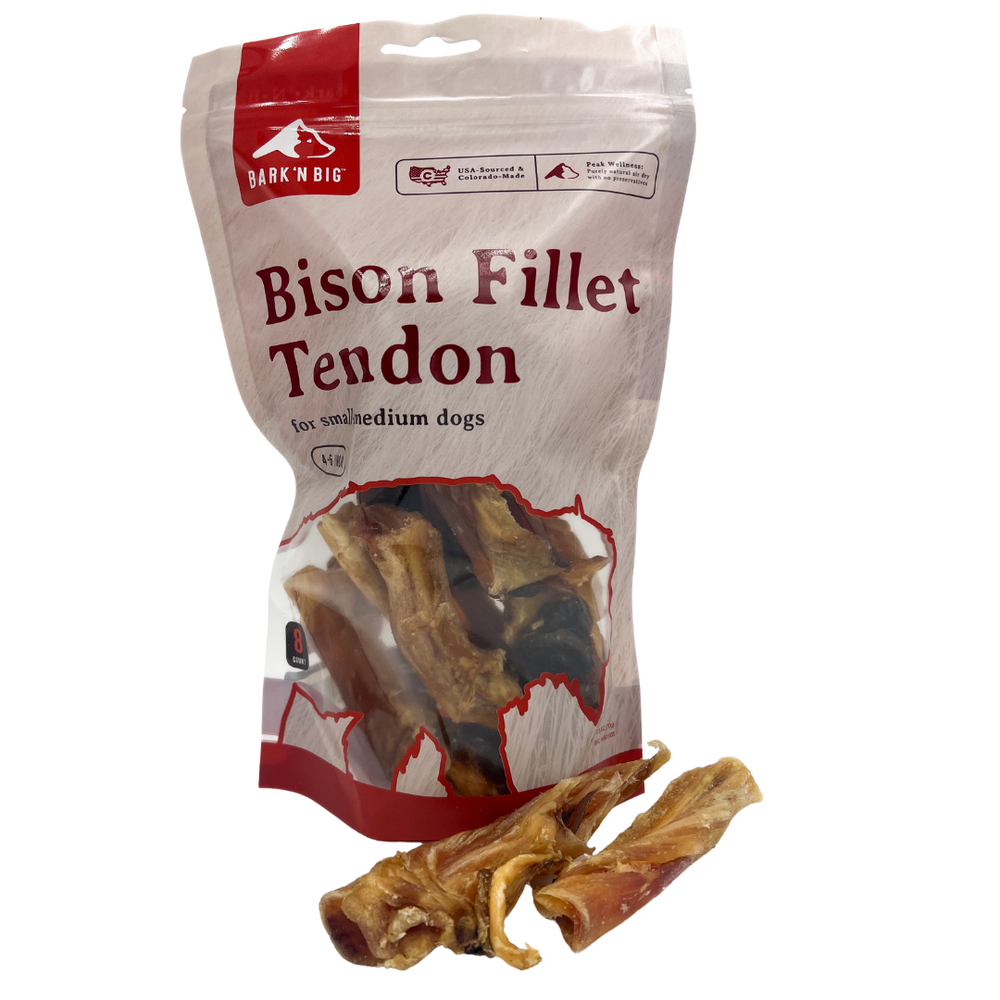 BarkNBig USA Bison Fillet Tendon Dog Treat, 4-6"