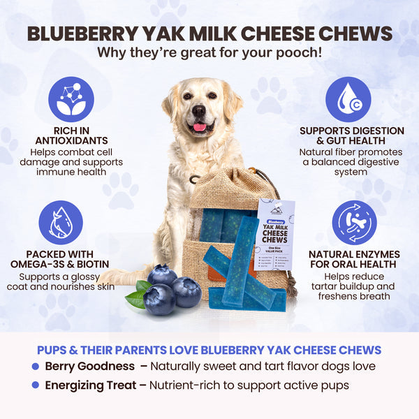 PeaksNPaws All Natural Blueberry Flavored Yak Chews For Dogs