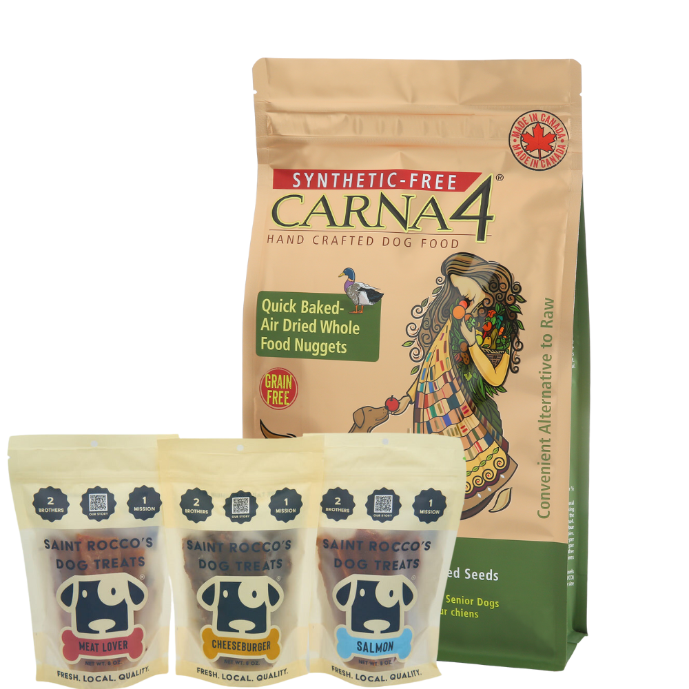 Carna4 All Life Stages Duck Formula Dry Dog Food + Saint Rocco's BUNDLE