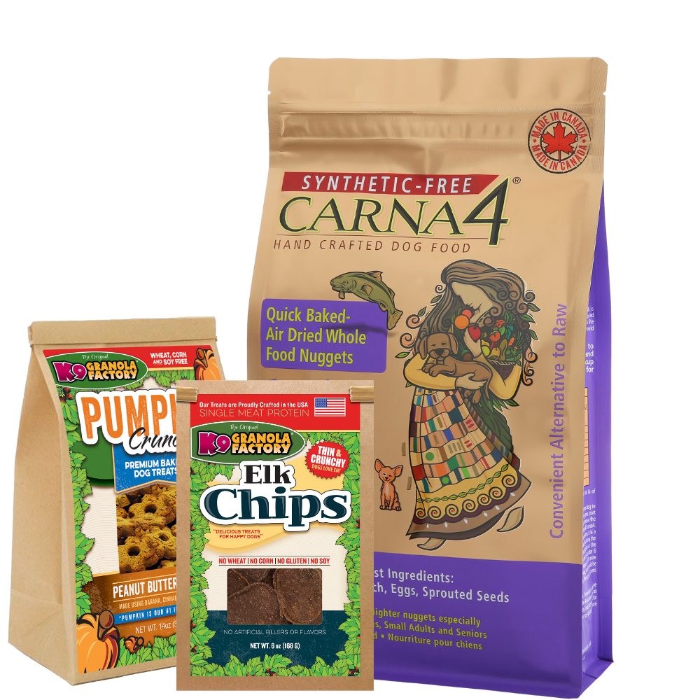 Carna4 All Life Stages Easy Chew Fish Formula Dry Dog Food + K9 Granola Factory BUNDLE