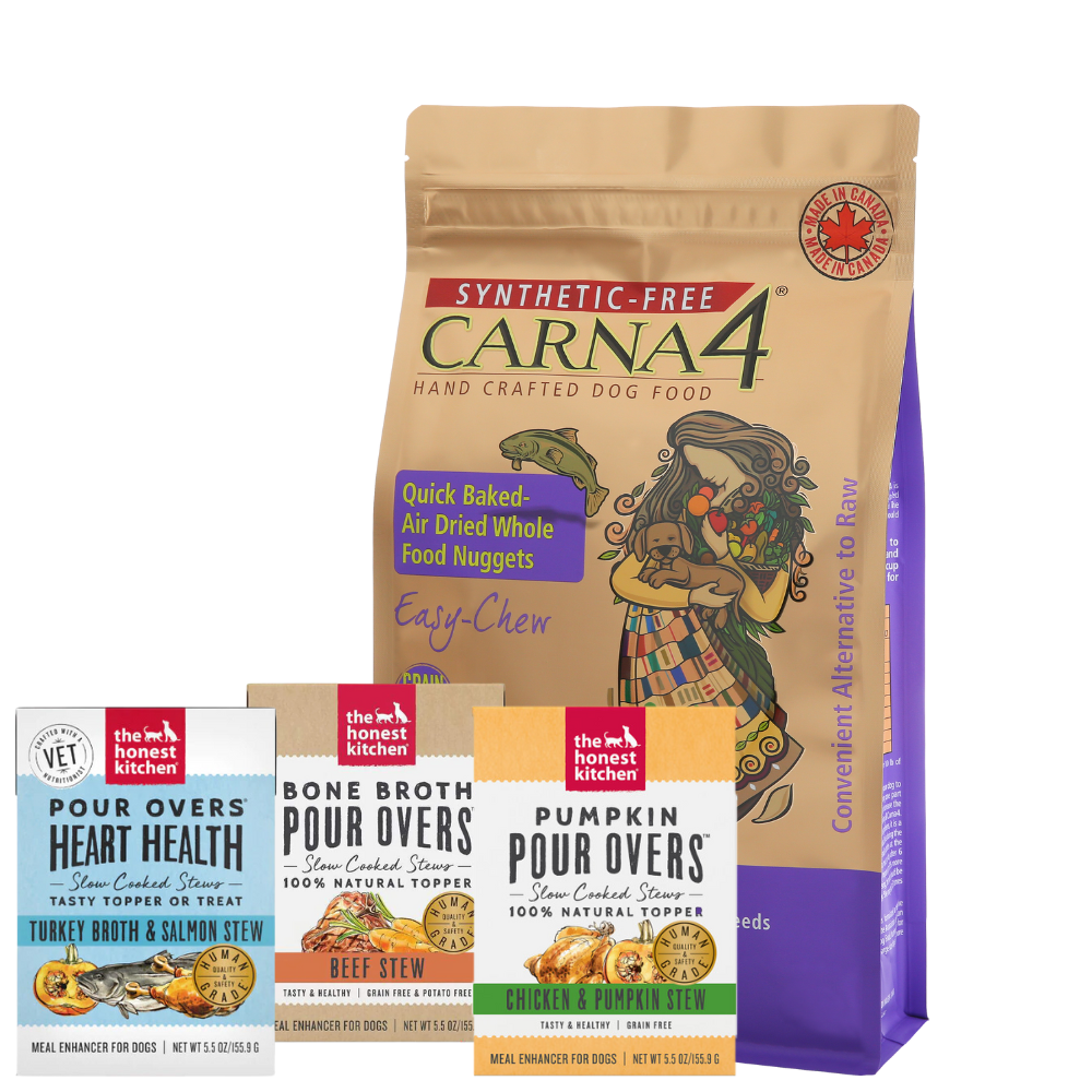 Carna4 All Life Stages Easy Chew Fish Formula Dry Dog Food + The Honest Kitchen Pour Over BUNDLE