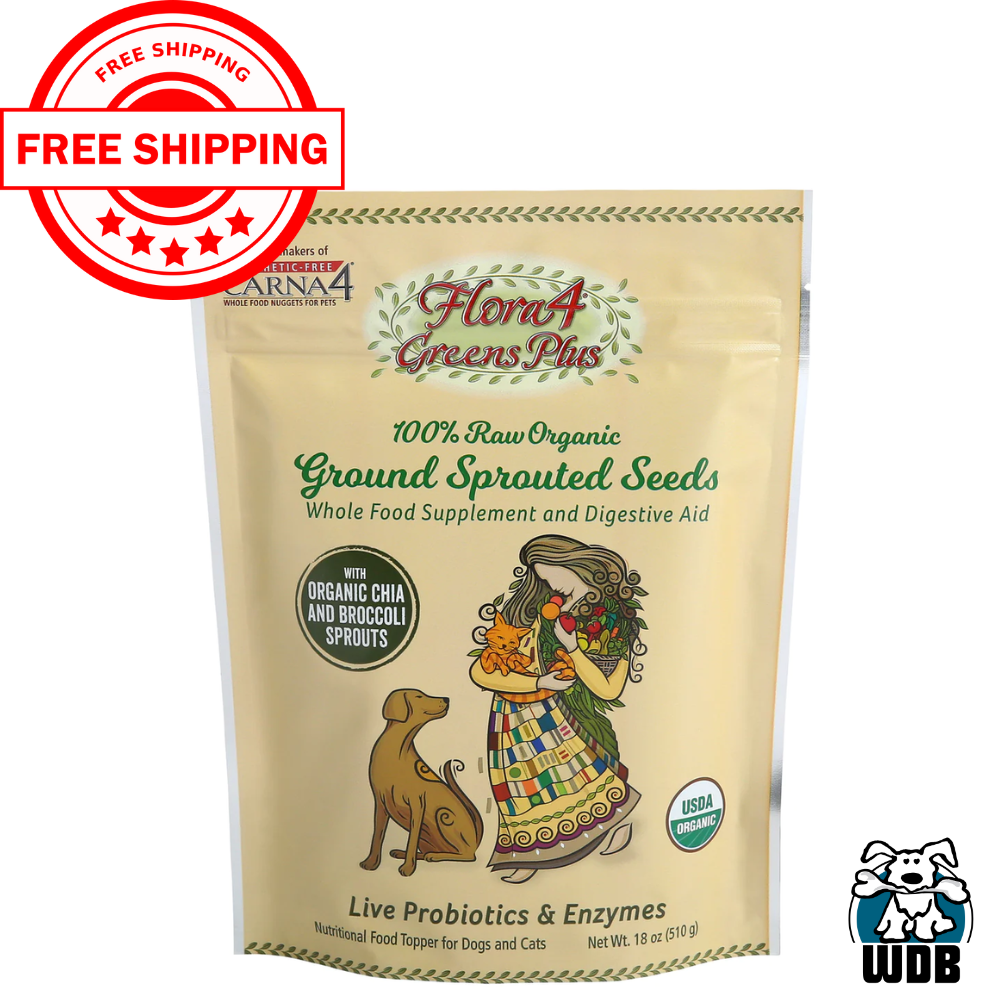 Carna4 Flora4 Greens Plus Ground Sprouted Seeds Food Topper For Dogs