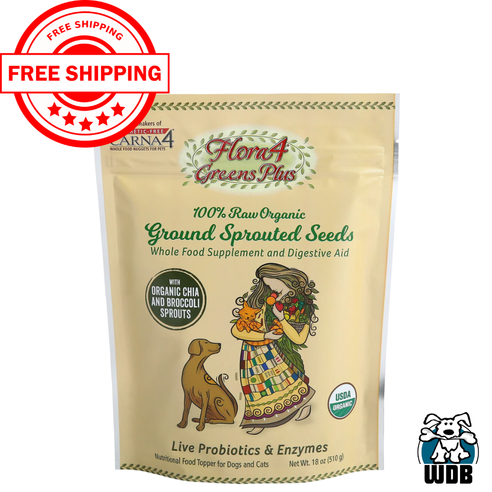 Carna4 Flora4 Greens Plus Ground Sprouted Seeds Food Topper For Dogs & Cats