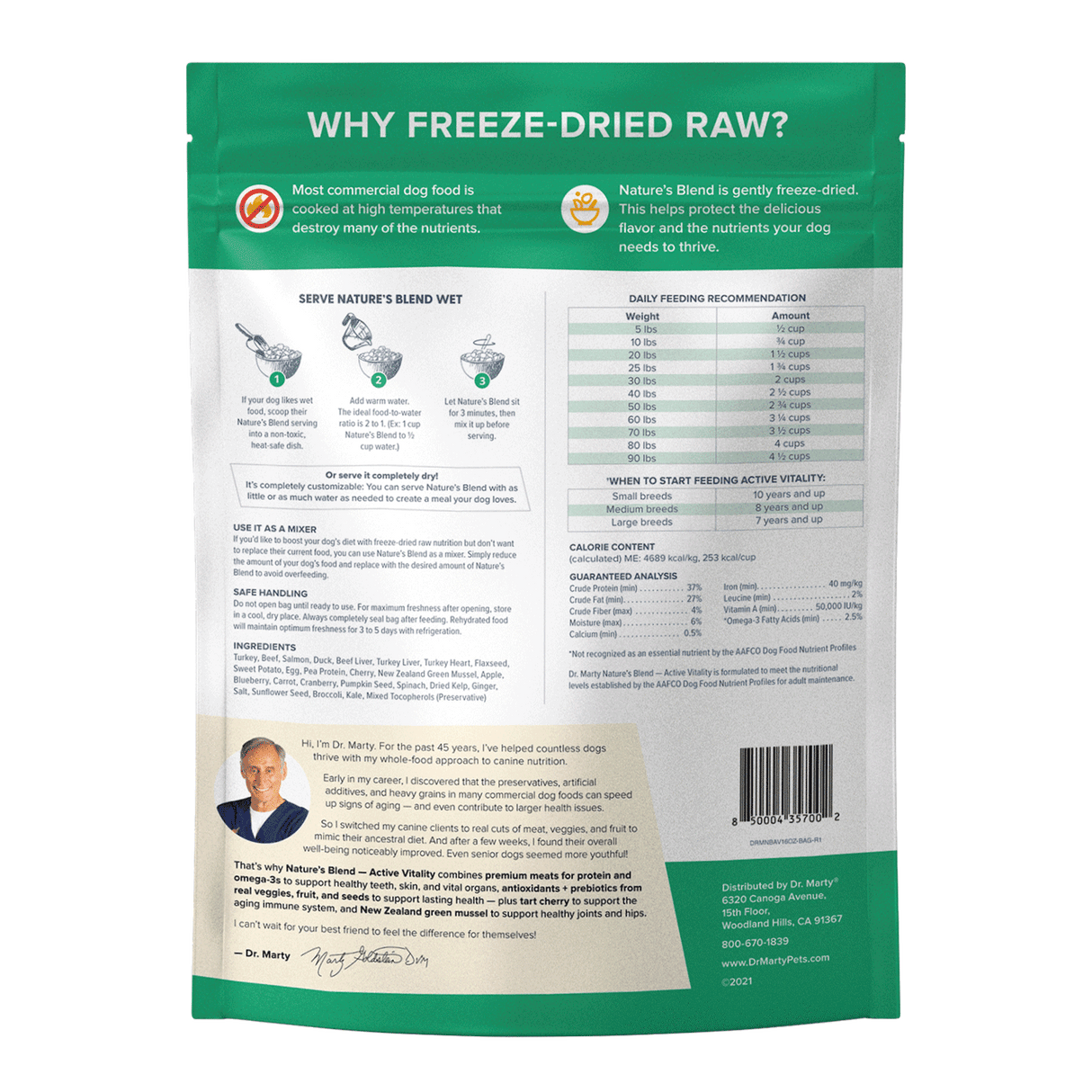 Dr Marty Nature's Blend Active Vitality Senior Recipe Freeze-Dried Dog Food