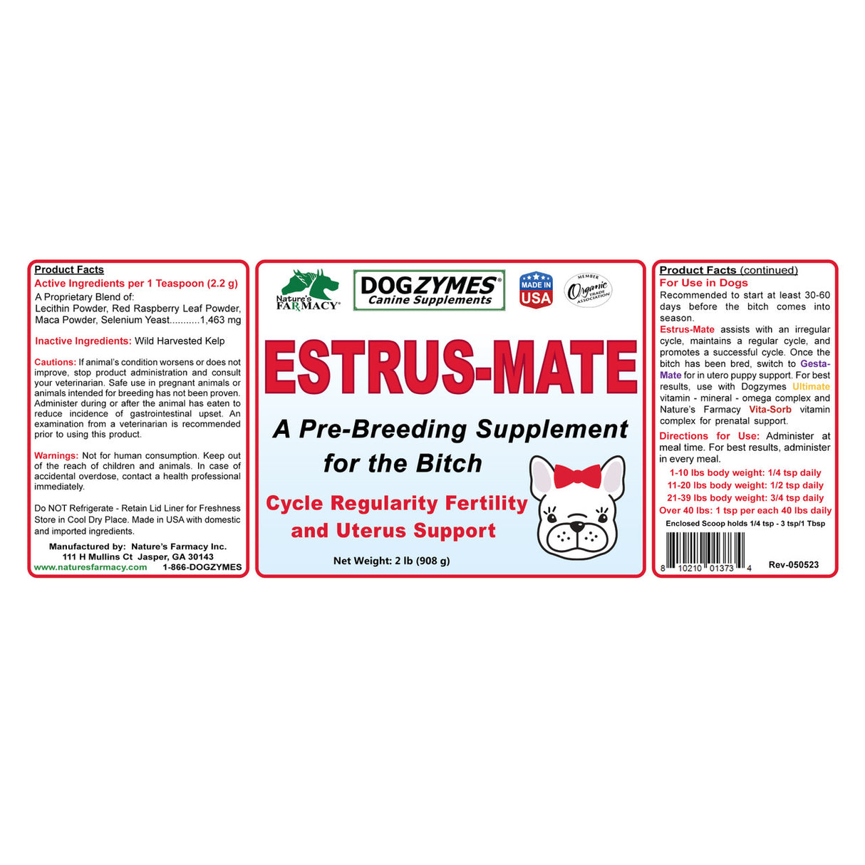 Nature's Farmacy Dogzymes Estrus-Mate Botanical Blend Pre-Breeding Supplement For Dogs, 1lb