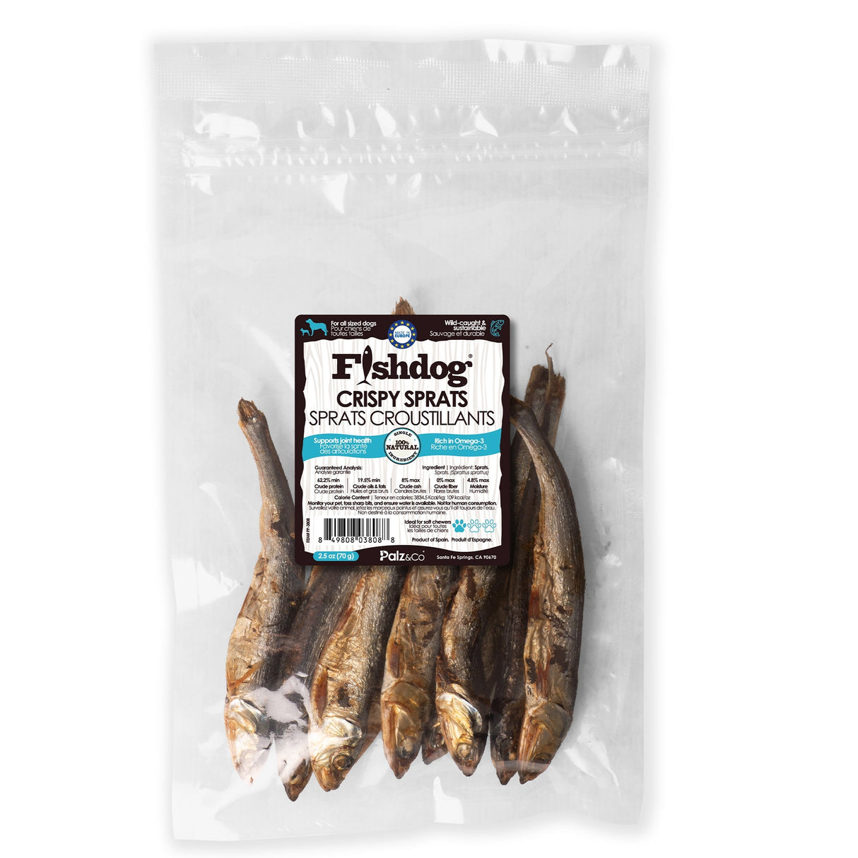 Palz&Co Fishdog Crispy Sprat Dog Treats, 2.5oz