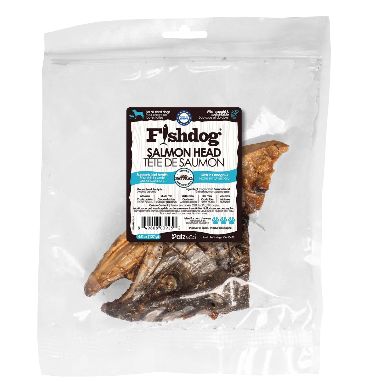 Palz&Co Fishdog Salmon Head Dog Treats, 4.5oz