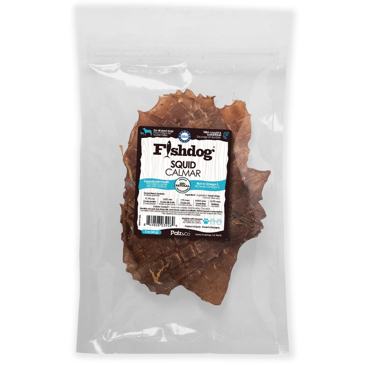 Palz&Co Fishdog Squid Calmar Dog Treats, 2oz
