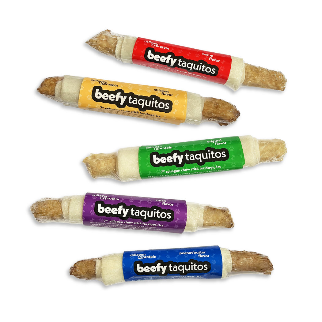 Frankly Pet Premium USA Beefy Taquitos Collagen Dog Chew, 7in