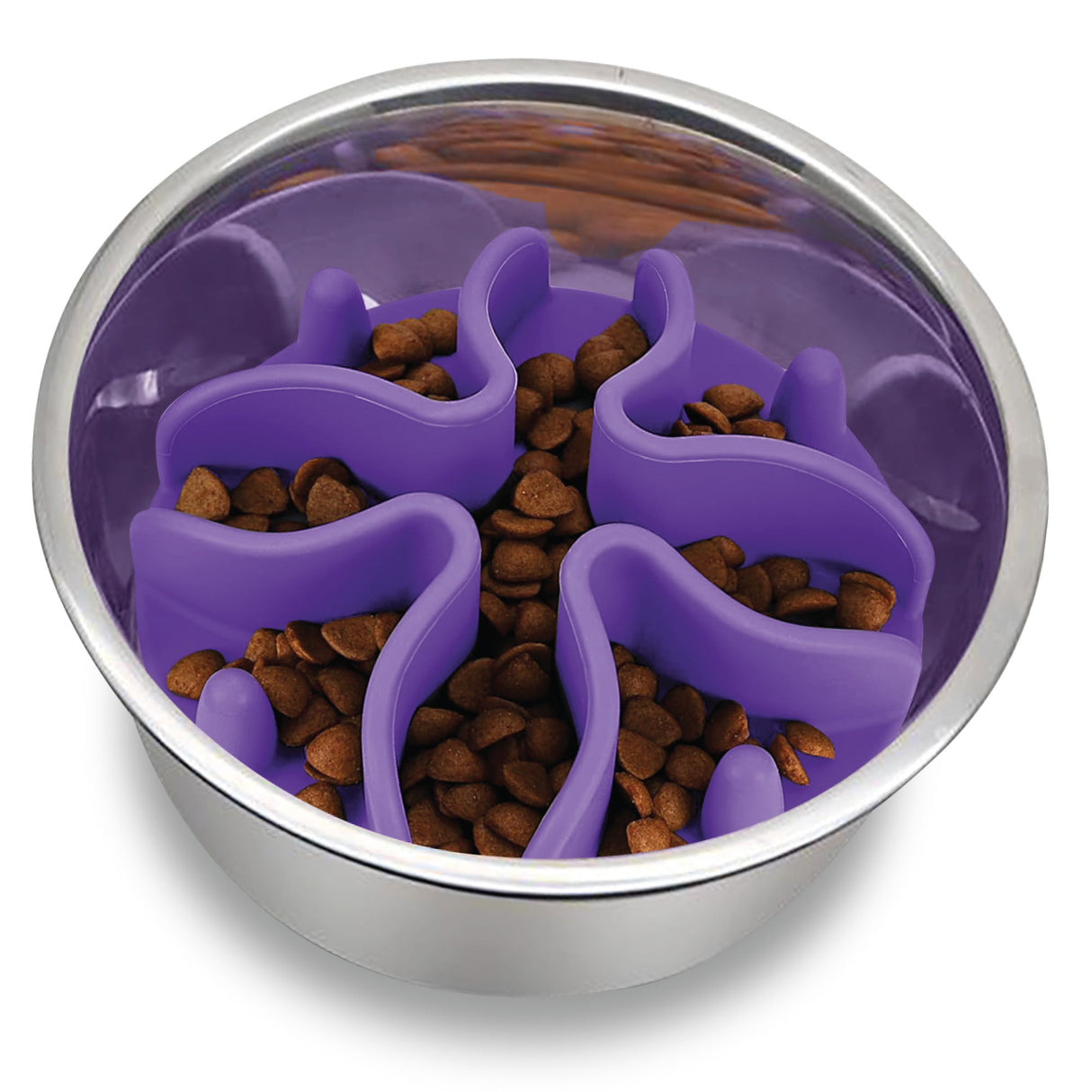 Palz&Co Paw Puzzle Slow Feeder Dog Bowl Insert, Medium Purple