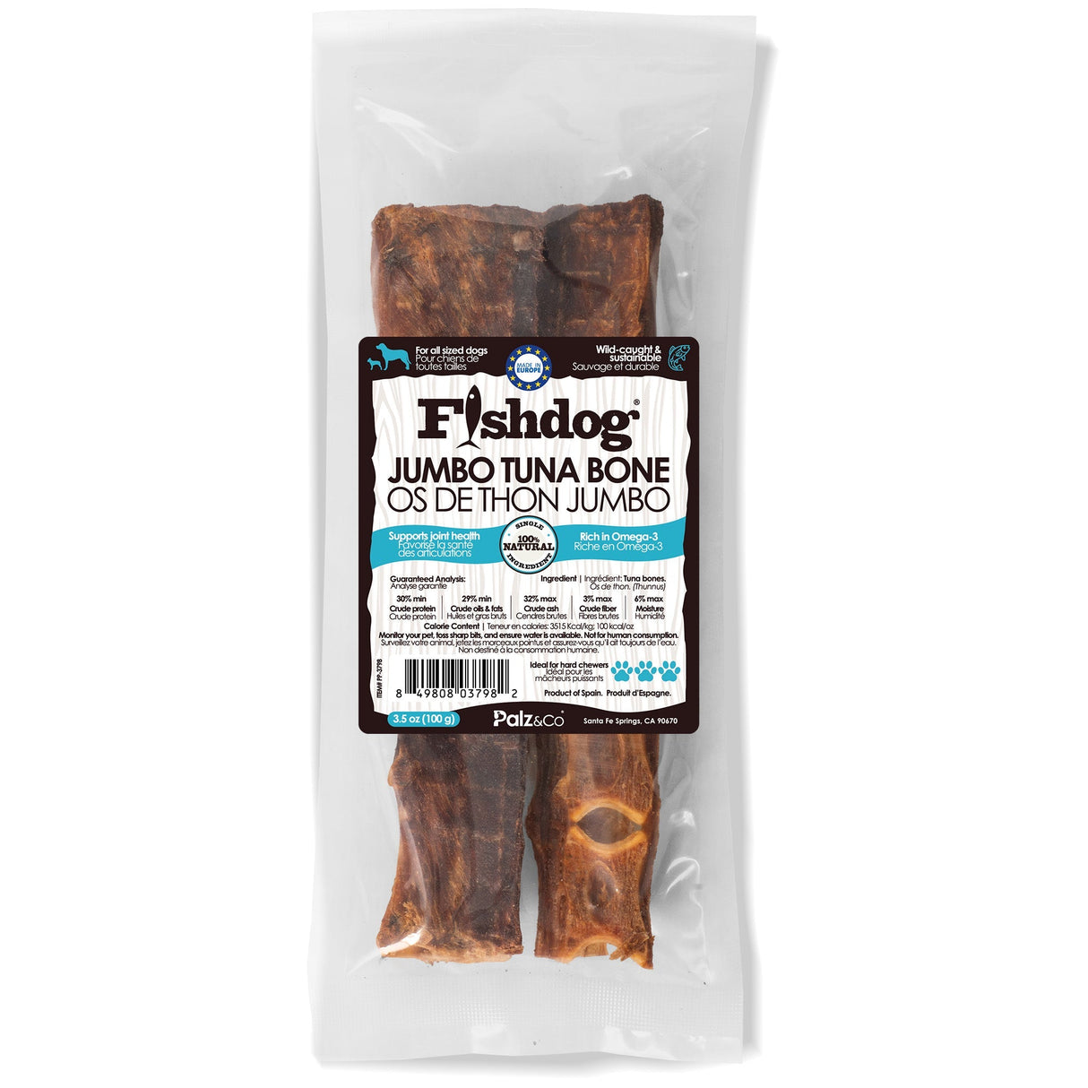 Palz&Co Fishdog Jumbo Tuna Bone Dog Treats, 2ct