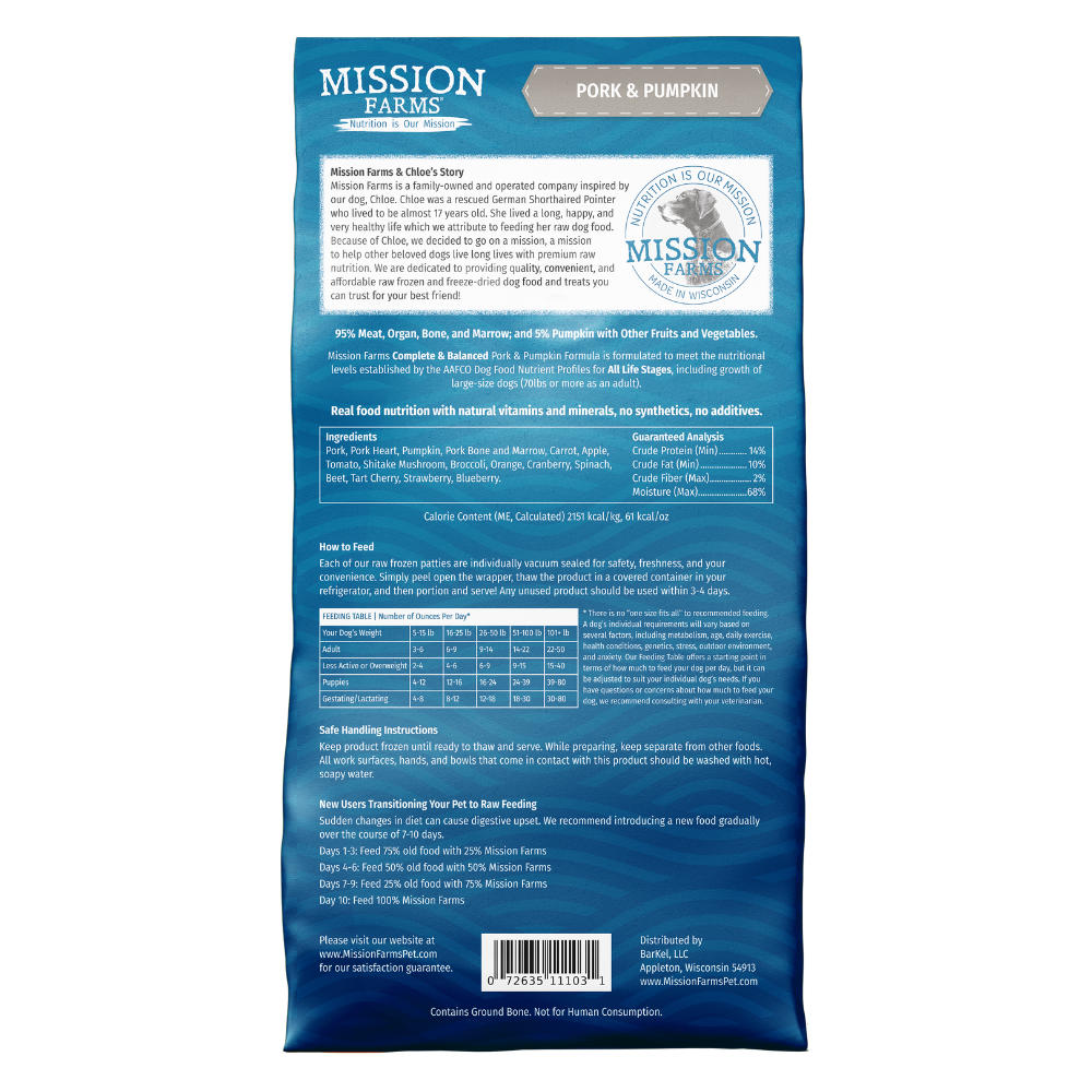 Mission Farms Synthetic Free Frozen Raw Dog Food Patties