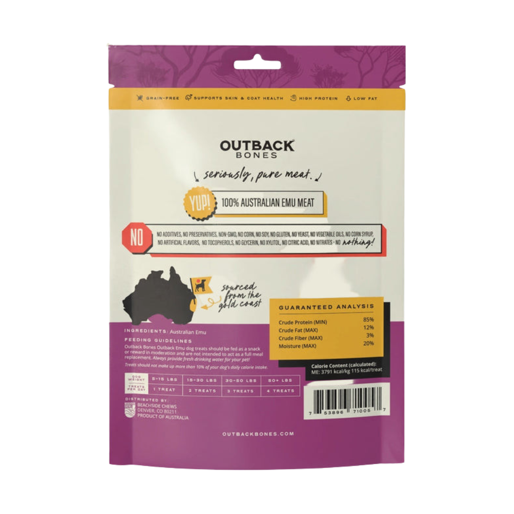 Outback Bones Emu Jerky Strips Dog Treats, 7.05oz