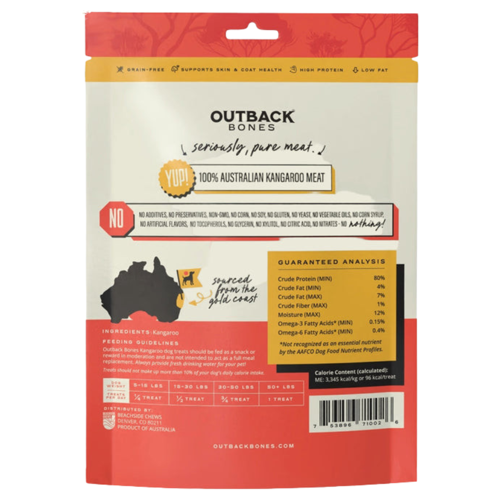 Outback Bones Prime Kangaroo Kanga Bites Jerky Dog Treats, 7.05oz