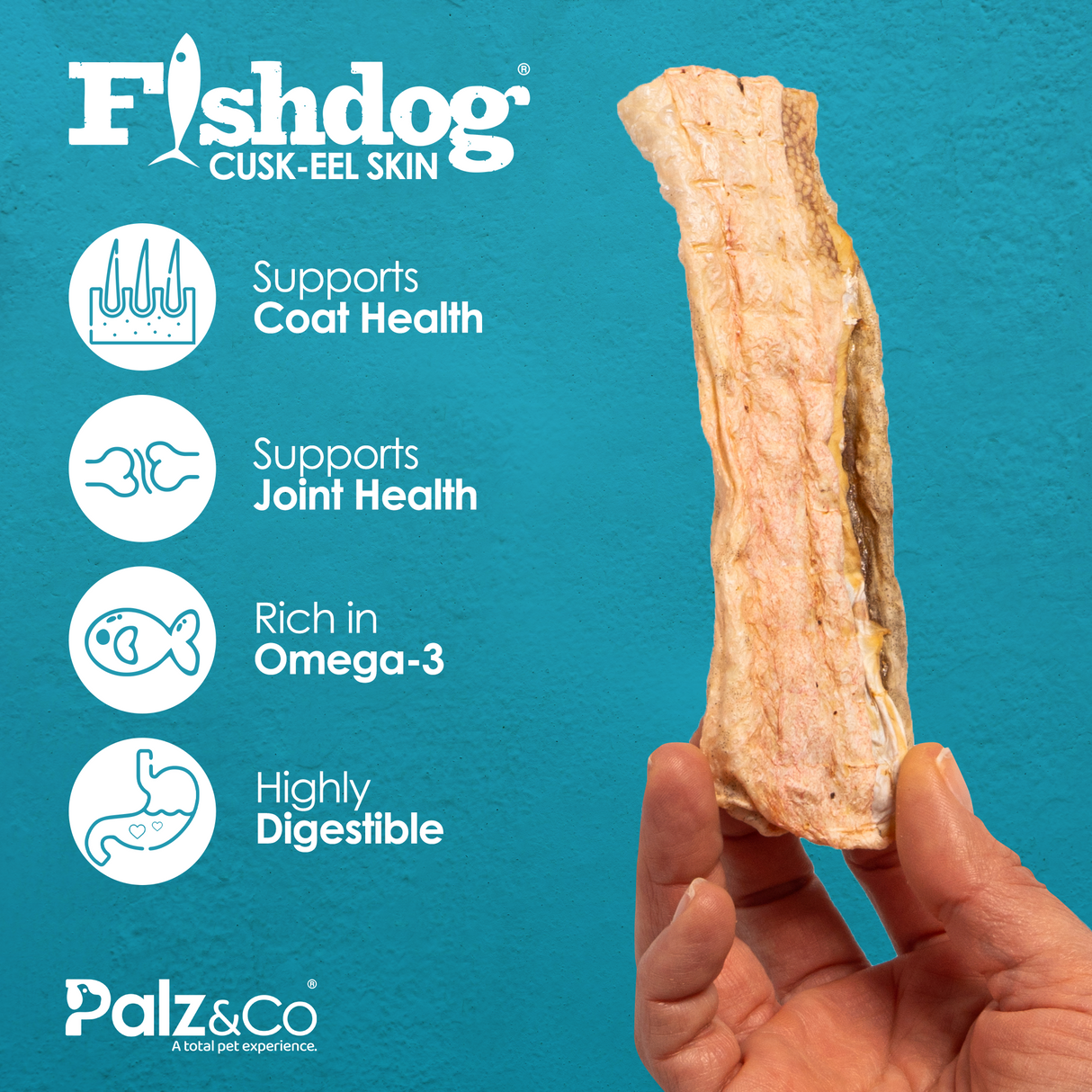 Palz&Co Fishdog Cusk-Eel Skin Dog Treats, 2.5oz