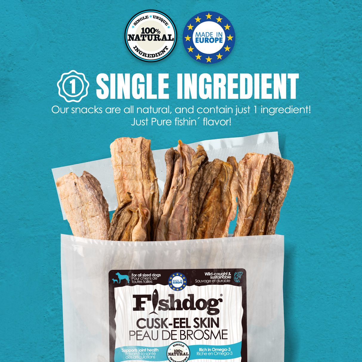 Palz&Co Fishdog Cusk-Eel Skin Dog Treats, 2.5oz