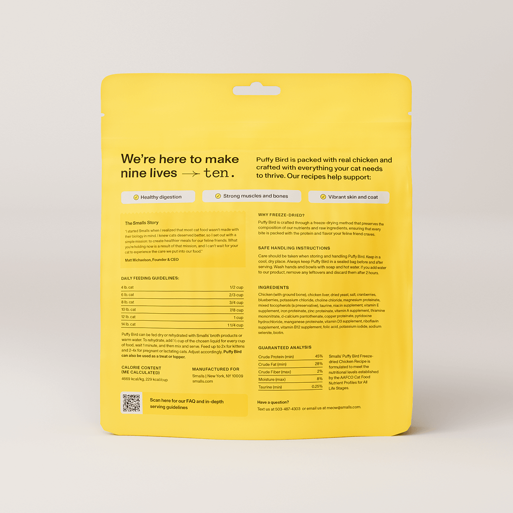 Smalls Puffy Bird Chicken Recipe Freeze Dried Cat Food