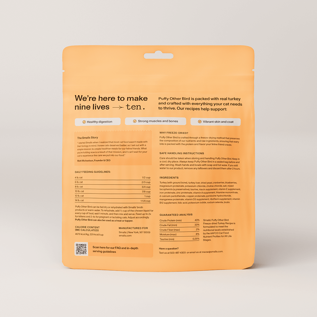 Smalls Puffy Other Bird Turkey Recipe Freeze Dried Cat Food