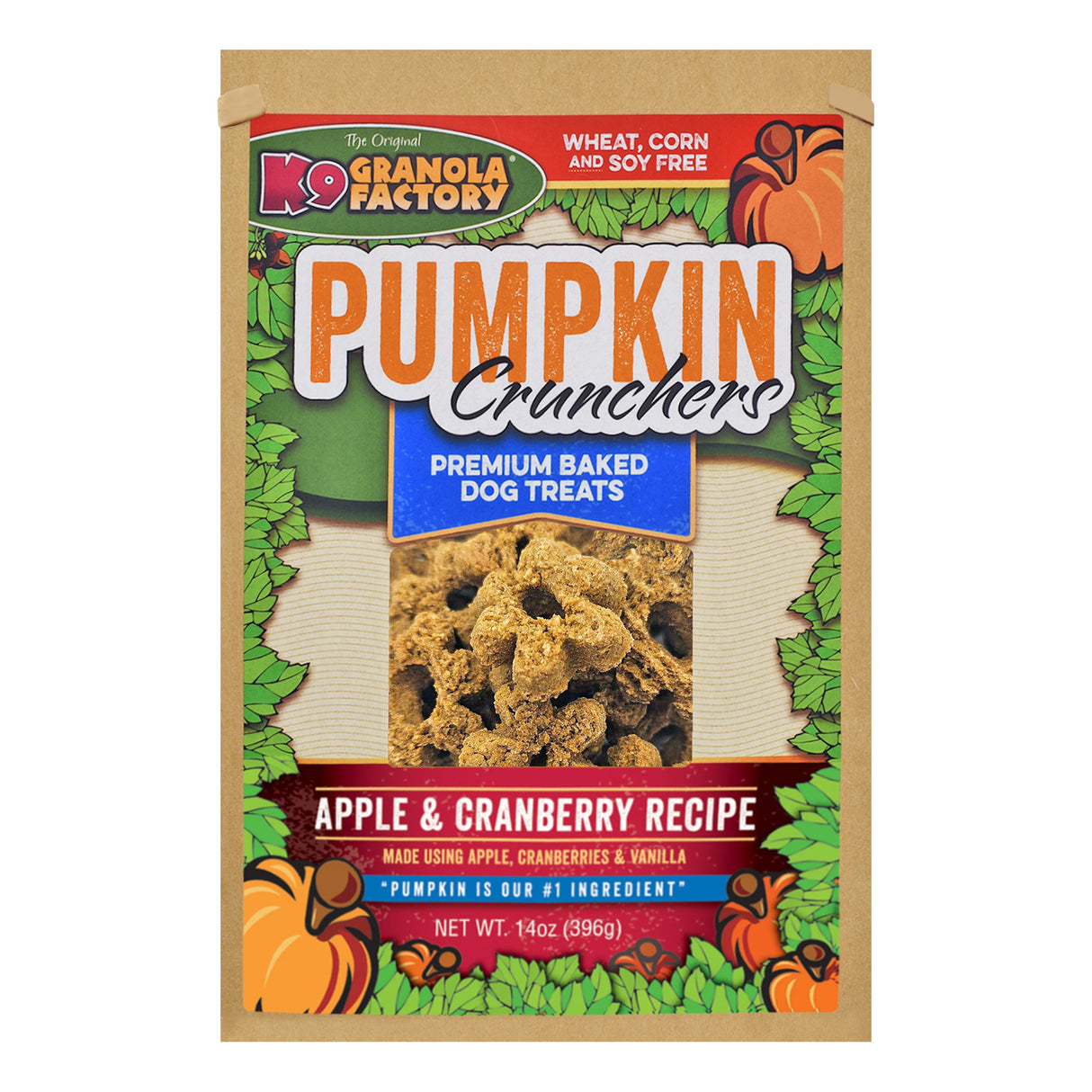 Package of K9 Granola Factory Pumpkin Crunchers Apple & Cranberry Dog Treats