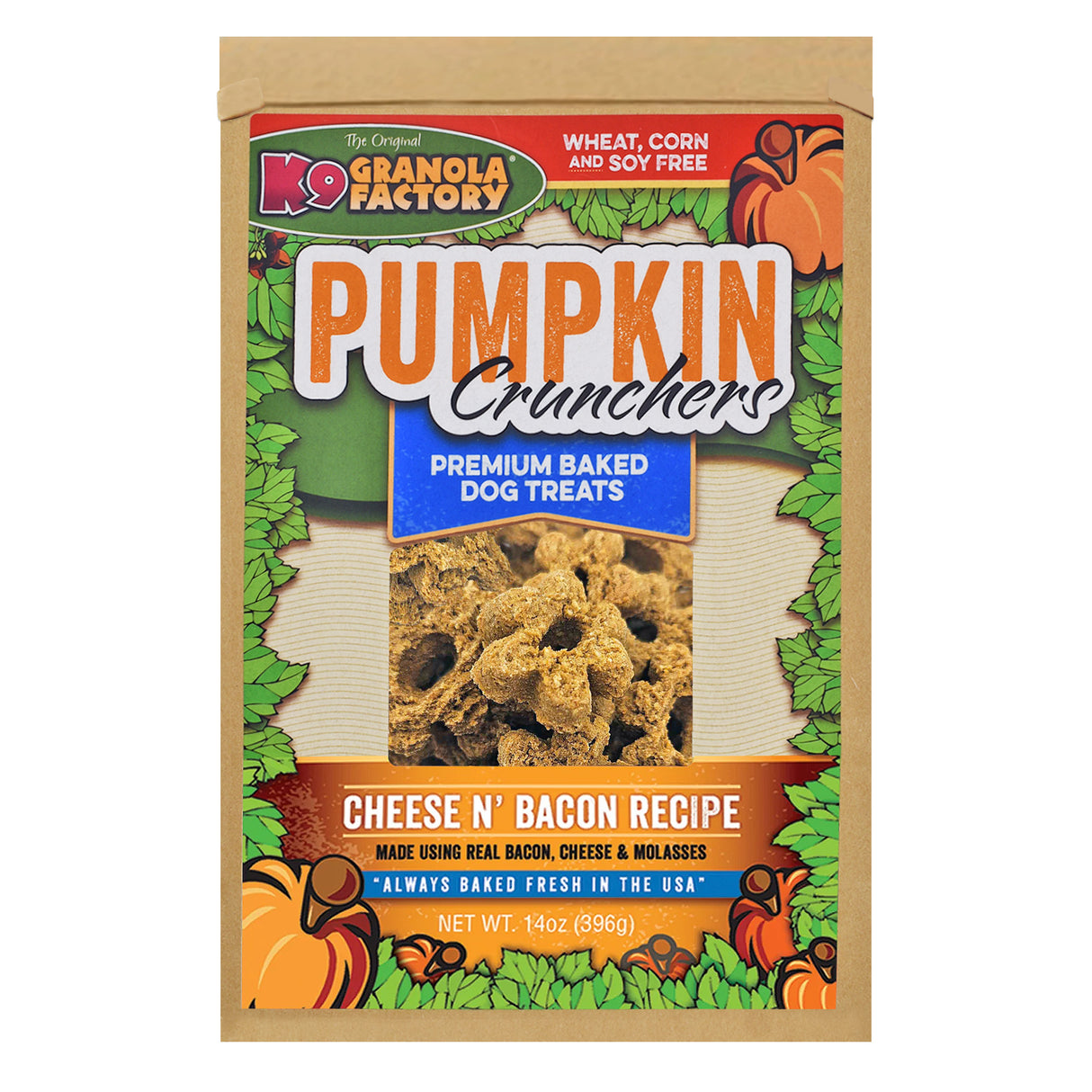 K9 Granola Factory Pumpkin Crunchers Dog Treats, Cheese N' Bacon