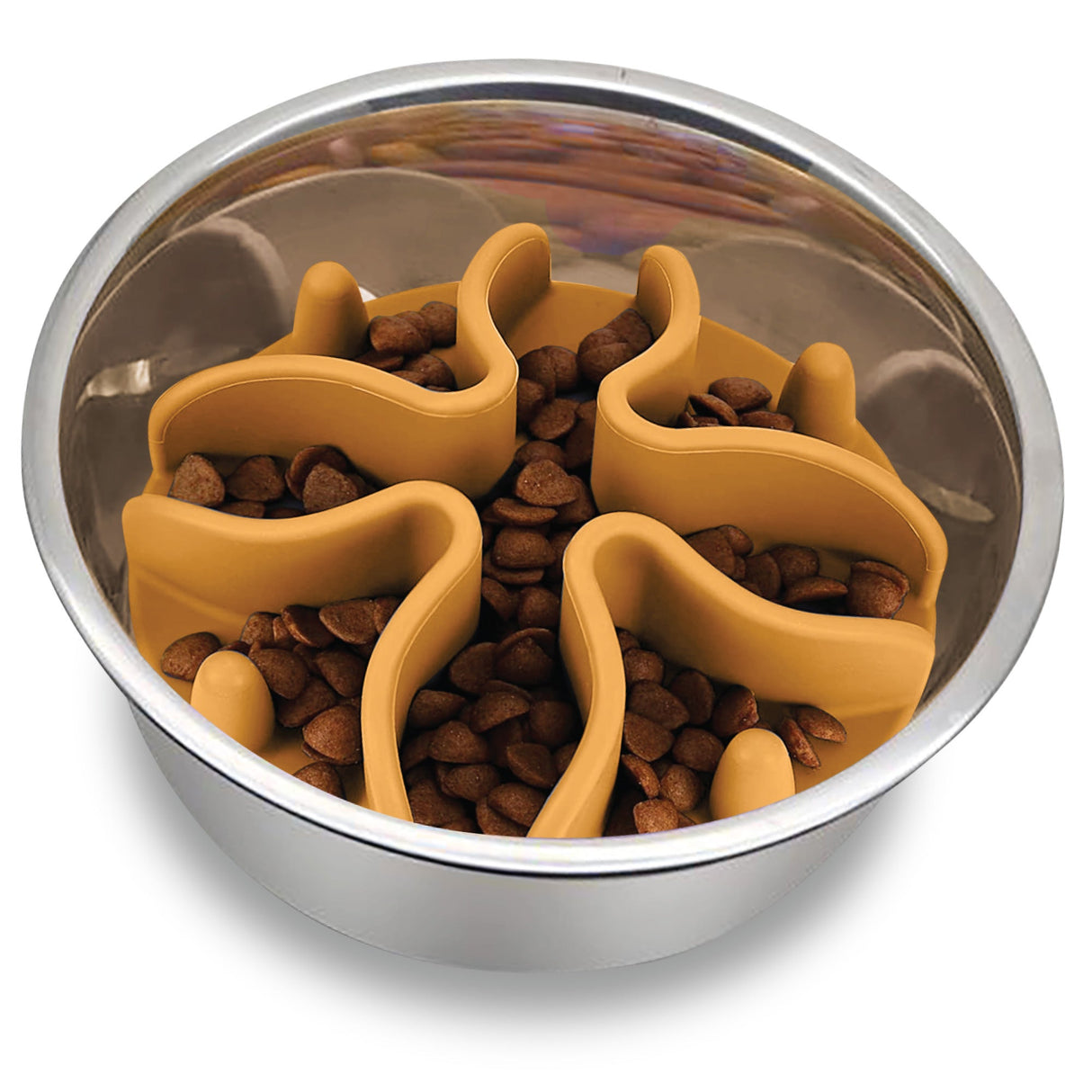 Palz&Co Paw Puzzle Slow Feeder Dog Bowl Insert, Small Orange