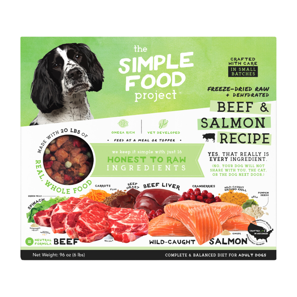 The Simple Food Project Synthetic Free Freeze Dried Dog Food, Beef & Salmon Recipe