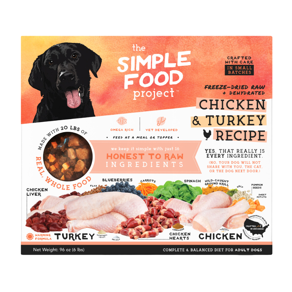 The Simple Food Project Synthetic Free Freeze Dried Dog Food, Chicken & Turkey Recipe