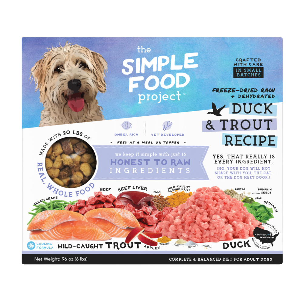 The Simple Food Project Synthetic Free Freeze Dried Dog Food, Duck & Trout Recipe