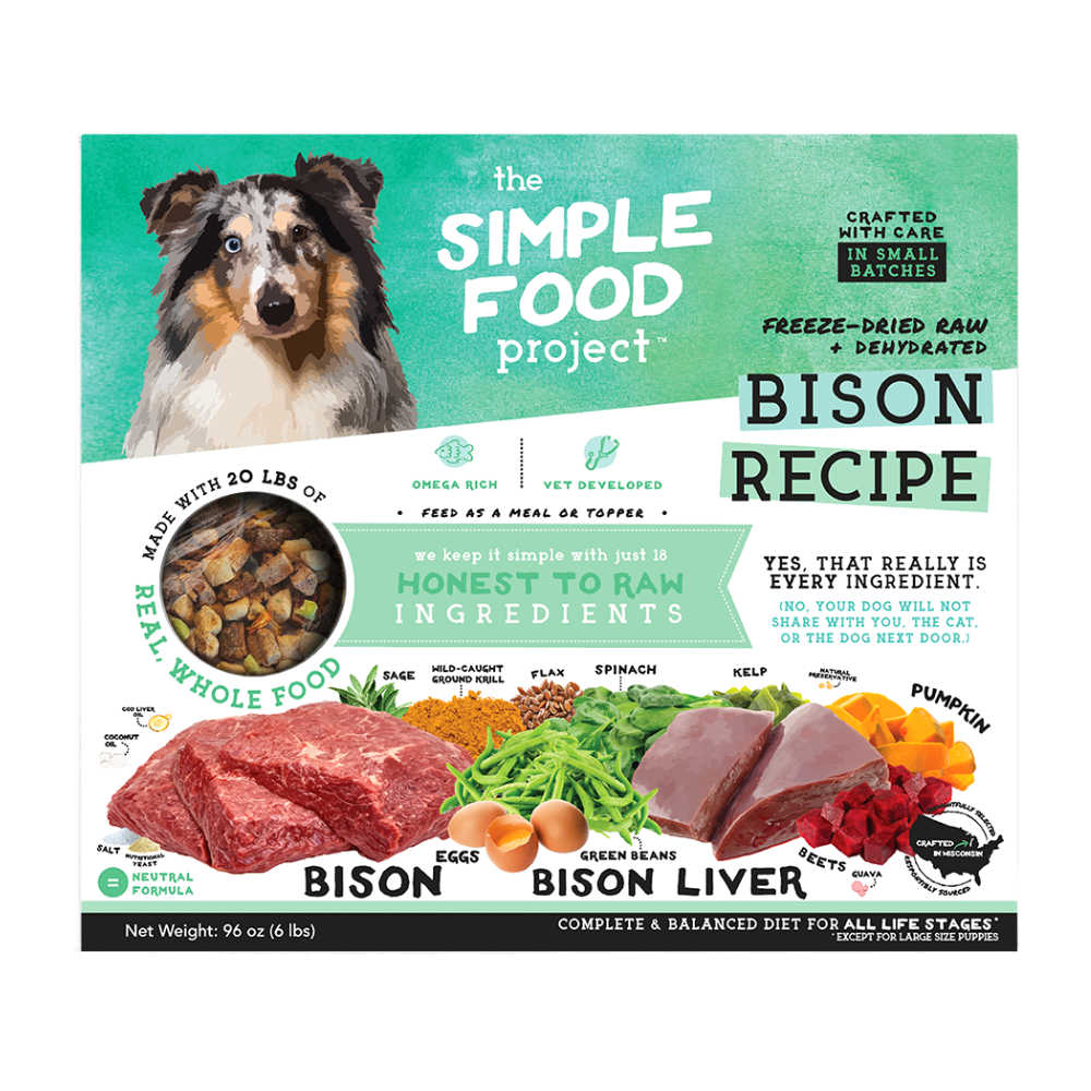 The Simple Food Project Synthetic Free Freeze Dried Dog Food, Bison Recipe