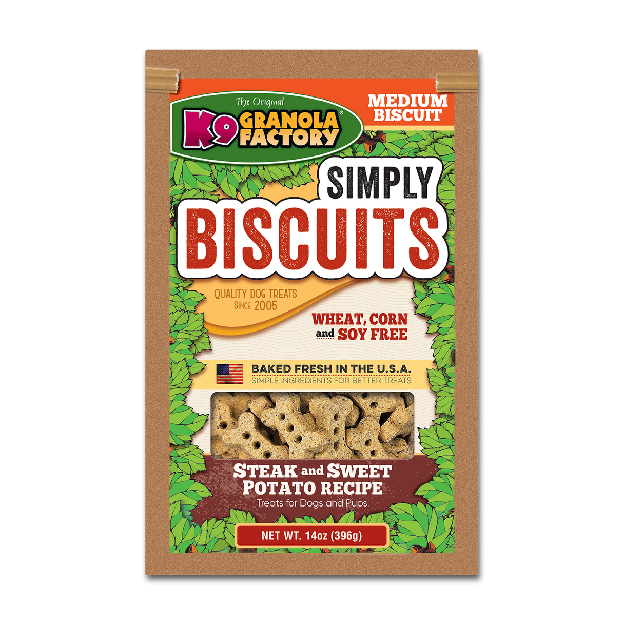 Package of Granola Factory Simply Biscuits Steak & Potato dog treats