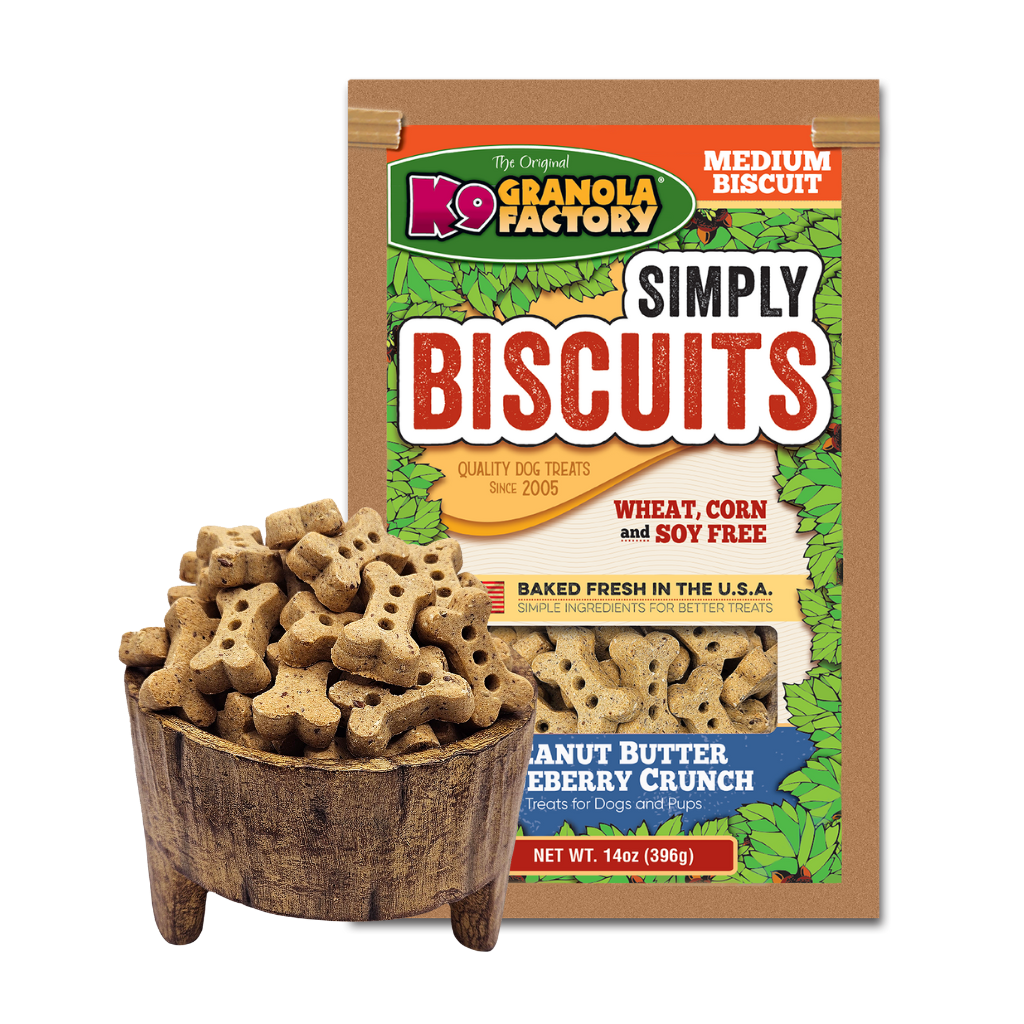 K9 Granola Factory Simply Biscuits Peanut Butter Blueberry Dog Treats, Medium