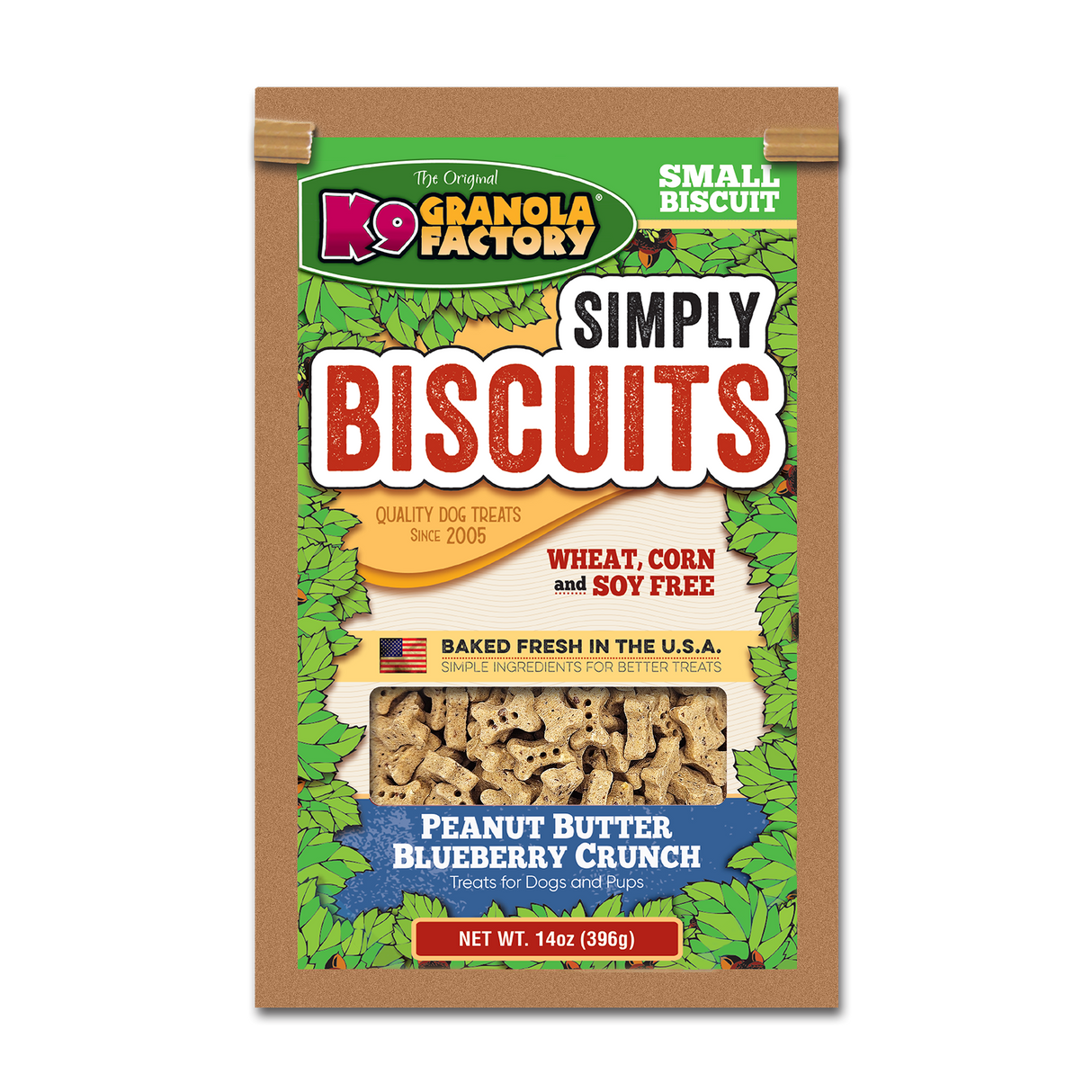 K9 Granola Factory Simply Biscuits Peanut Butter Blueberry Dog Treats, Small